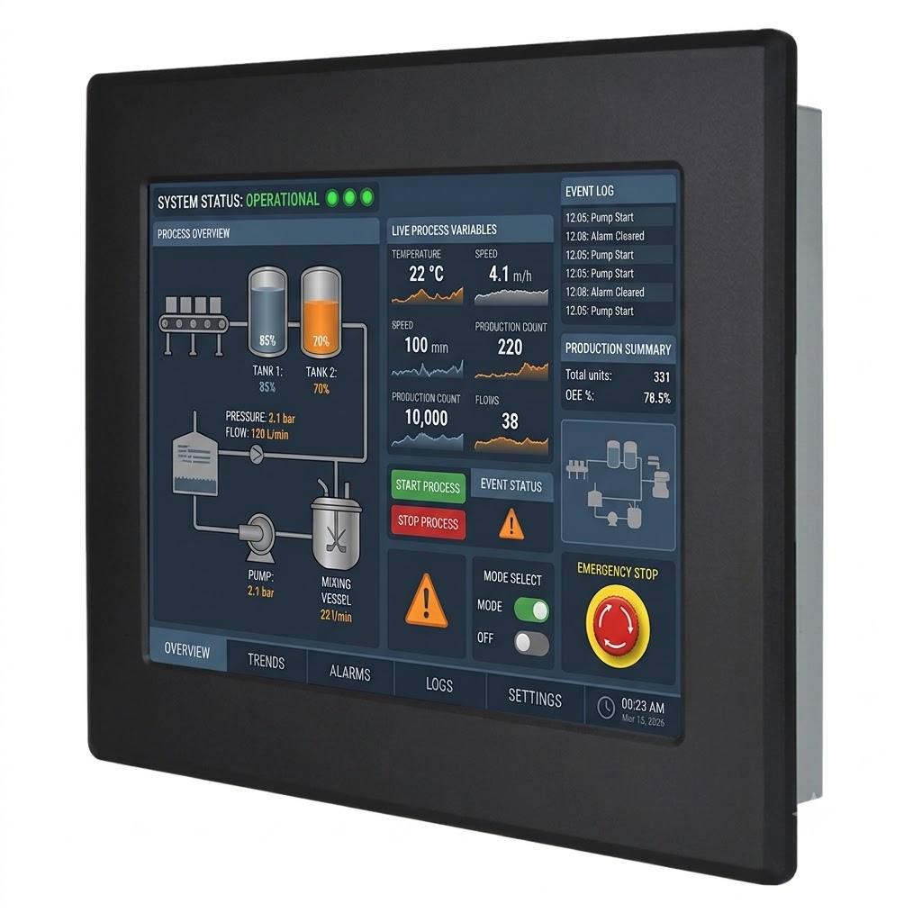 ecran 15" encastré industriel contrêle commande